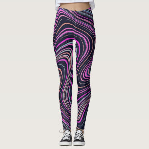 Magenta Lila Pink Navy Muster Leggings