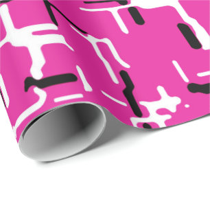 Magenta Lila Pink Schwarz Weiß abstraktes Muster Geschenkpapier