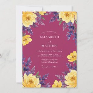 Magenta Lila Ranunculus Eukalyptus Hochzeit Einladung