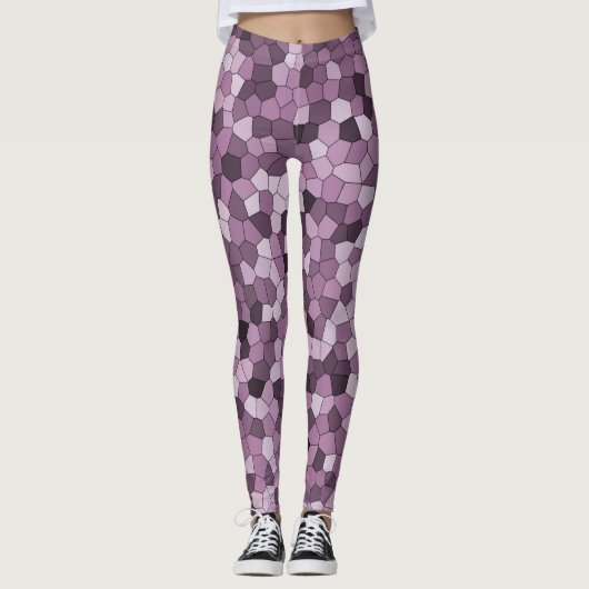 Magenta Lila rosa Muster Leggings (Vorderseite)