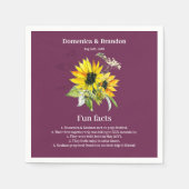 Magenta Lila Sonnenblume Hochzeitsspass Fakten Nap Serviette (Vorderseite)