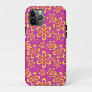 Magenta Lila Yellow Groovy Blume Pattern Case-Mate iPhone Hülle