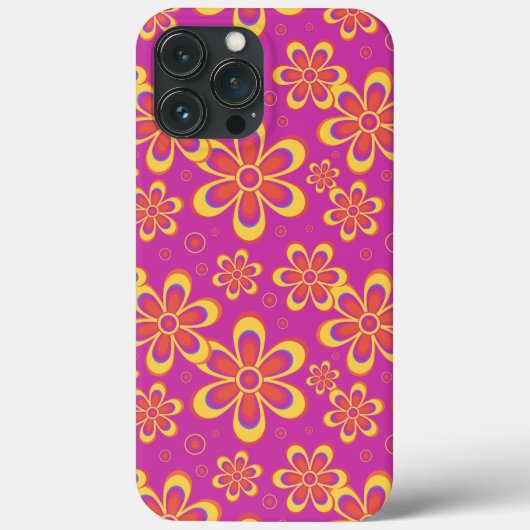 Magenta Lila Yellow Groovy Blume Pattern Case-Mate iPhone Hülle (Rückseite)