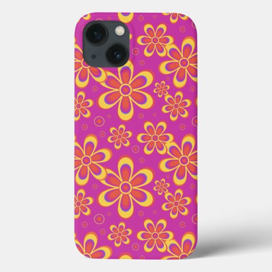Magenta Lila Yellow Groovy Blume Pattern Case-Mate iPhone Hülle (Rückseite)
