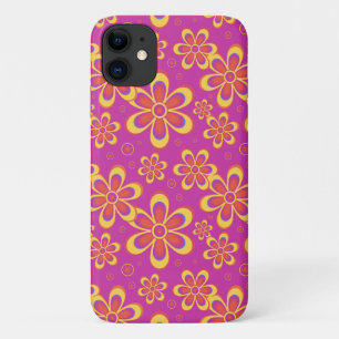 Magenta Lila Yellow Groovy Blume Pattern Case-Mate iPhone Hülle