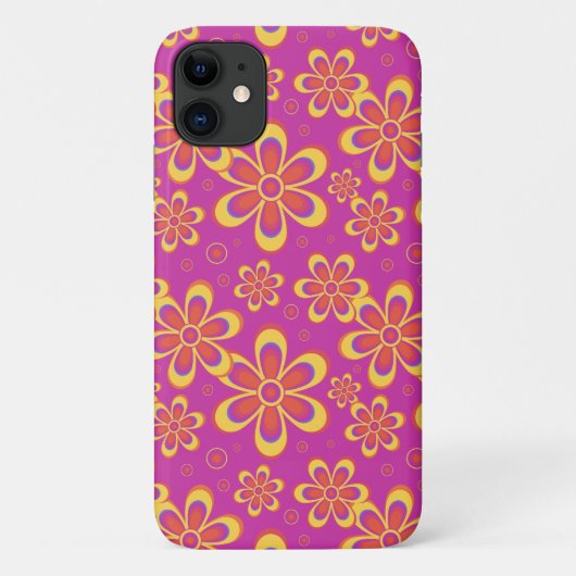 Magenta Lila Yellow Groovy Blume Pattern Case-Mate iPhone Hülle (Rückseite)