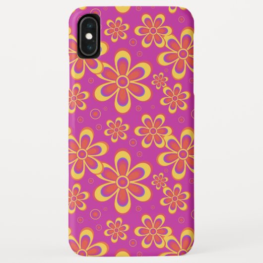 Magenta Lila Yellow Groovy Blume Pattern Case-Mate iPhone Hülle (Rückseite)