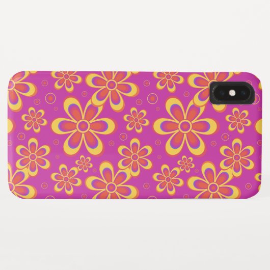Magenta Lila Yellow Groovy Blume Pattern Case-Mate iPhone Hülle (Rückseite (Horizontal))