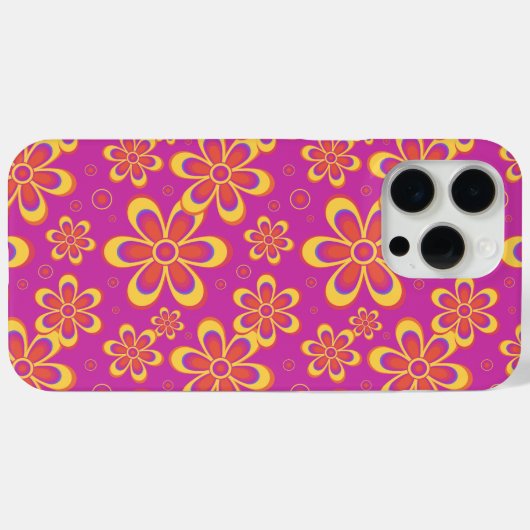 Magenta Lila Yellow Groovy Blume Pattern Case-Mate iPhone Hülle (Rückseite (Horizontal))