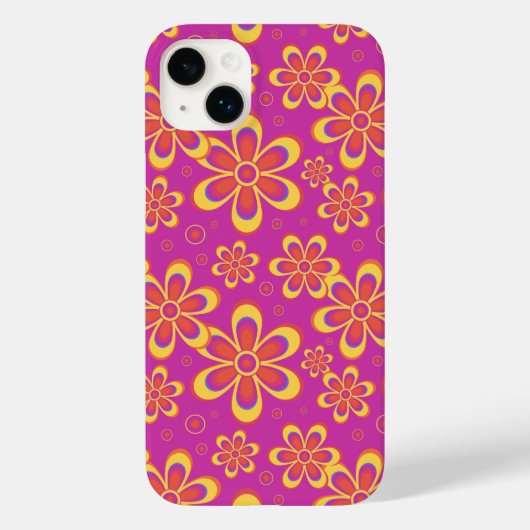 Magenta Lila Yellow Groovy Blume Pattern Case-Mate iPhone Hülle (Rückseite)