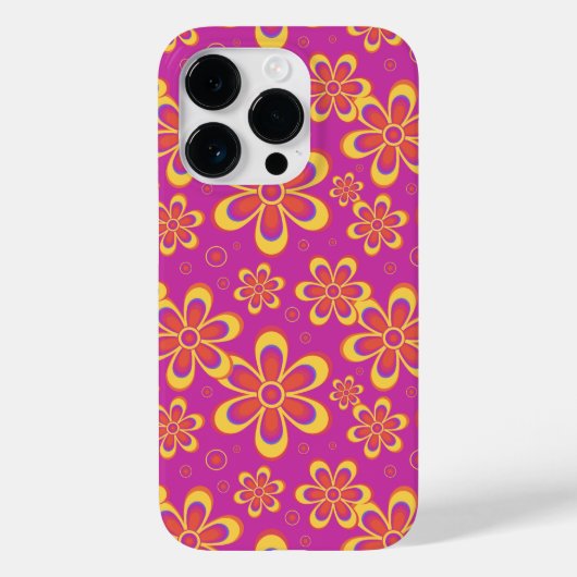 Magenta Lila Yellow Groovy Blume Pattern Case-Mate iPhone Hülle (Rückseite)