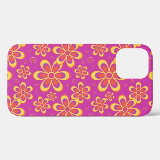 Magenta Lila Yellow Groovy Blume Pattern Case-Mate iPhone Hülle (Rückseite (Horizontal))