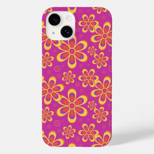 Magenta Lila Yellow Groovy Blume Pattern Case-Mate iPhone Hülle (Rückseite)