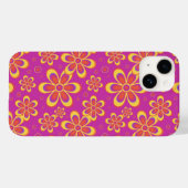 Magenta Lila Yellow Groovy Blume Pattern Case-Mate iPhone Hülle (Rückseite (Horizontal))