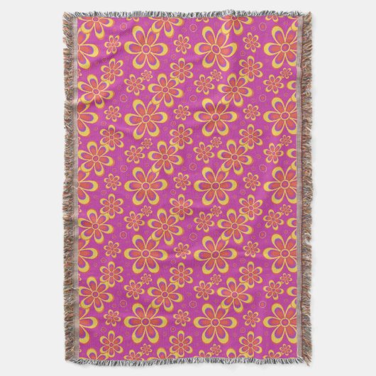 Magenta Lila Yellow Groovy Blume Pattern Decke (Vorderseite Vertikal)