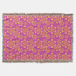 Magenta Lila Yellow Groovy Blume Pattern Decke