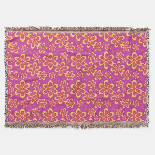 Magenta Lila Yellow Groovy Blume Pattern Decke (Vorderseite)