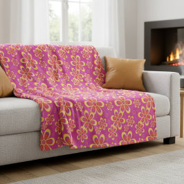 Magenta Lila Yellow Groovy Blume Pattern Fleecedecke