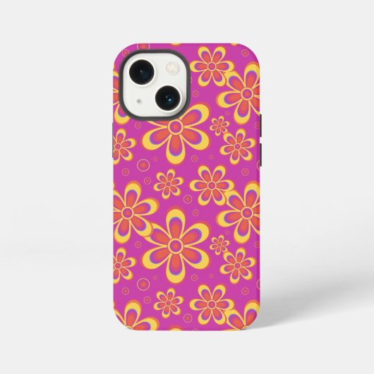 Magenta Lila Yellow Groovy Blume Pattern iPhone Hülle (Rückseite)