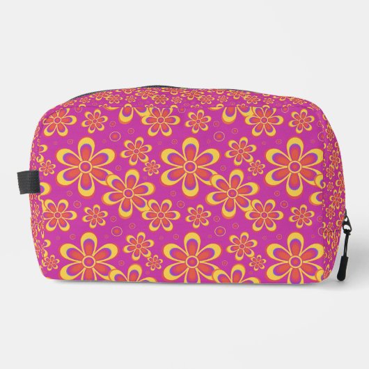 Magenta Lila Yellow Groovy Blume Pattern Waschbeutel (Vorderseite)