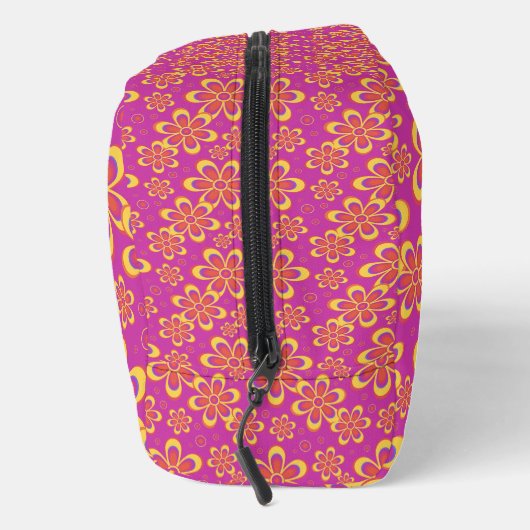 Magenta Lila Yellow Groovy Blume Pattern Waschbeutel (Rechts)