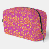 Magenta Lila Yellow Groovy Blume Pattern Waschbeutel (Rechte Ecke)