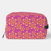 Magenta Lila Yellow Groovy Blume Pattern Waschbeutel (Rückseite)