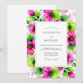 Magenta Lime Vivid Botanical Wedding Einladung (Vorne/Hinten)