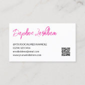 Magenta Lines Foto Signature Script QR Code Visitenkarte (Rückseite)