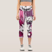 Magenta Lotus Blume in modernen Leggings (Vorderseite)