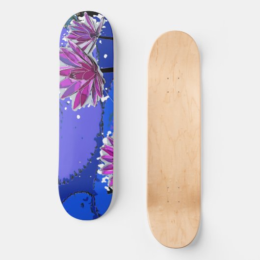 Magenta Lotus Blume Skateboard (Vorderseite)