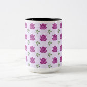 Magenta Lotus Garden Pattern Zweifarbige Tasse (Mittel)
