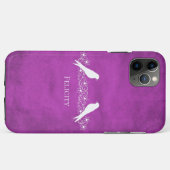 Magenta Lovebirds Floral Vine iPhone Case (Rückseite (Horizontal))