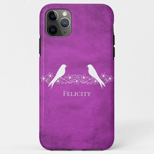 Magenta Lovebirds Floral Vine iPhone Case (Rückseite)