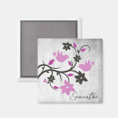 Magenta Lovebirds Personalisiert Magnet (Vorderseite/Rückseite)