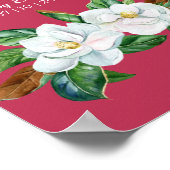 Magenta Magnolia Bouquet Wedding Sign Poster (Ecke)