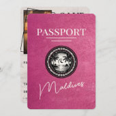 Magenta Maldives Passport Save the Date (Vorne/Hinten)