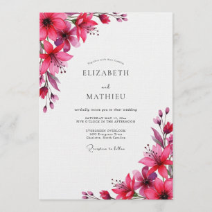 Magenta Malerische Blütenhochzeit Einladung