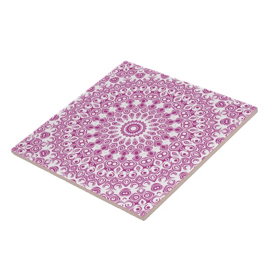 Magenta Mandala Geometrisches Muster Fliese (Seite)