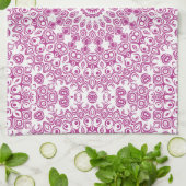 Magenta Mandala Geometrisches Muster Geschirrtuch (Gefaltet)
