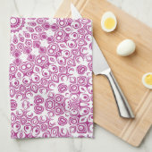 Magenta Mandala Geometrisches Muster Geschirrtuch (Viertel Falte)