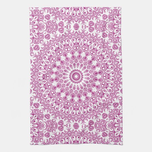 Magenta Mandala Geometrisches Muster Geschirrtuch (Vertikal)