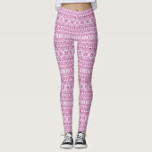 Magenta Mandala Geometrisches Muster Leggings (Vorderseite)