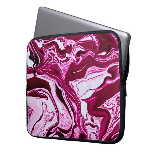 Magenta-Marmorstruktur Laptopschutzhülle (Vorderseite Links)