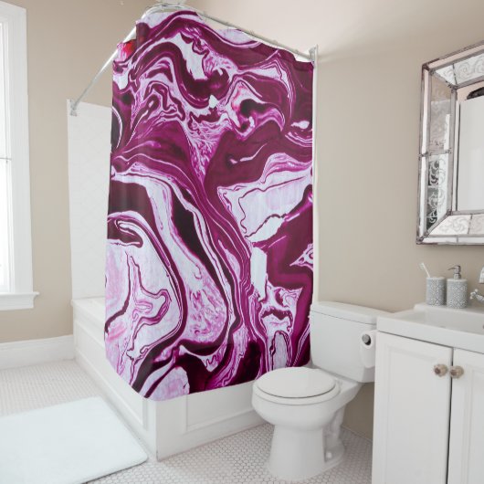 Magenta Marmortextur: Abstrakte Fluid Art Duschvorhang (Beispiel)