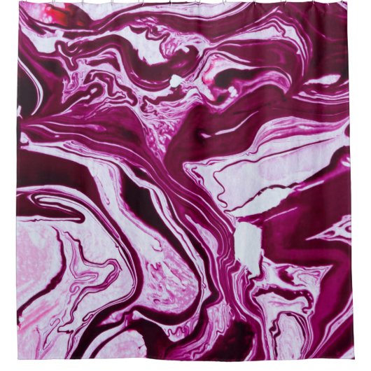 Magenta Marmortextur: Abstrakte Fluid Art Duschvorhang (Vorderseite)