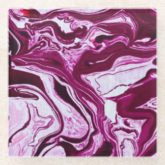 Magenta Marmortextur: Abstrakte Fluid Art Glasuntersetzer