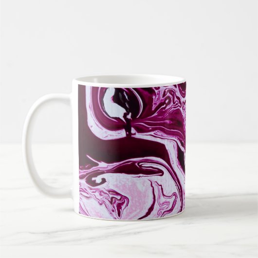 Magenta Marmortextur: Abstrakte Fluid Art Kaffeetasse (Links)