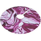 Magenta Marmortextur: Abstrakte Fluid Art Polyester Weihnachtsbaumdecke (Schrägansicht)