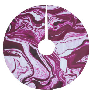 Magenta Marmortextur: Abstrakte Fluid Art Polyester Weihnachtsbaumdecke